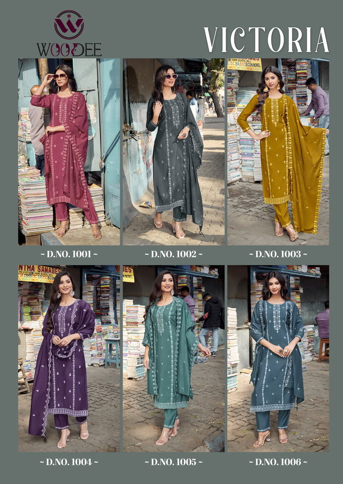 Victoria By Woodee Viscose Kurti With Bottom Dupatta Suppliers In India